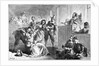 Engraving of a Suspect Fainting Before Judge During Witch Hunt Trial by Darley