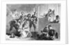 Engraving of a Suspect Fainting Before Judge During Witch Hunt Trial by Darley