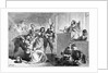 Engraving of a Suspect Fainting Before Judge During Witch Hunt Trial by Darley