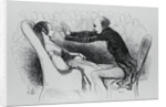 Illustration of a Man Hypnotizing Patient by Honore Daumier