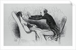 Illustration of a Man Hypnotizing Patient by Honore Daumier