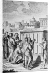 Engraving of Romans Looking at Law Tablets by Anonymous
