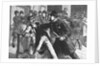 Woodcut Print of Police Raiding Bookie Room by Anonymous