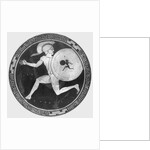 Red Figure Vase Painting with Greek Soldier Holding a Shield by Anonymous