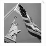 View of Statue of Liberty and American Flag by Anonymous