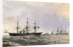 Ships Laying Cable in the Ocean by Anonymous