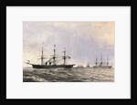 Ships Laying Cable in the Ocean by Anonymous
