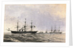 Ships Laying Cable in the Ocean by Anonymous
