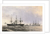 Ships Laying Cable in the Ocean by Anonymous