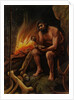 Prehistoric Man Chipping Stone by Anonymous