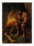 Prehistoric Man Chipping Stone by Anonymous