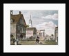 Church and Travelers in Street Scene of Early Philadelphia by Anonymous
