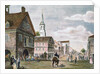 Church and Travelers in Street Scene of Early Philadelphia by Anonymous