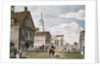 Church and Travelers in Street Scene of Early Philadelphia by Anonymous