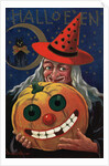 Witch Holding a Pumpkin by Anonymous