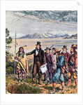 Engraving of Brigham Young Leading Expedition to Salt Lake, Utah by Anonymous
