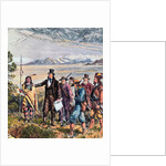 Engraving of Brigham Young Leading Expedition to Salt Lake, Utah by Anonymous