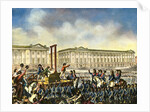 Illustration of Executioner Holding Head of Louis XVI as Crowd Looks by Anonymous