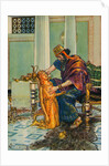 Illustration of King Midas Seeing Daughter Turning into Gold by C.E. Brock
