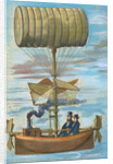 Men Sitting in Early Flying Invention by Anonymous