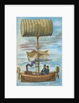 Men Sitting in Early Flying Invention by Anonymous