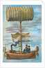 Men Sitting in Early Flying Invention by Anonymous
