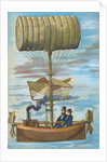 Men Sitting in Early Flying Invention by Anonymous