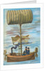 Men Sitting in Early Flying Invention by Anonymous