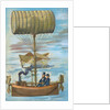 Men Sitting in Early Flying Invention by Anonymous