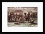 Wagon Train Camp Enjoying Banjo Playing by Anonymous