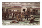 Wagon Train Camp Enjoying Banjo Playing by Anonymous