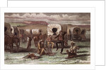 Wagon Train Camp Enjoying Banjo Playing by Anonymous