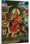 Indian Goddess Durga on Picturesque Background by Anonymous