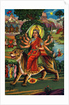 Indian Goddess Durga on Picturesque Background by Anonymous