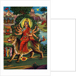 Indian Goddess Durga on Picturesque Background by Anonymous