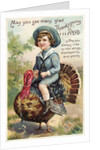 Boy Riding Atop of Turkey by Anonymous