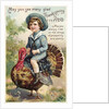 Boy Riding Atop of Turkey by Anonymous