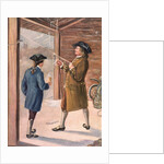 Illustration of Benjamin Franklin and Assistant Performing Lightning Experiment by Anonymous