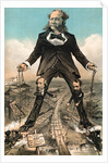 Depiction of Railroad Tycoons Pulling Strings to Train Activity by Anonymous