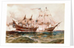 Military Vessels on the Ocean by Anonymous
