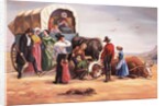Wagon Train Party with Oxen by Anonymous