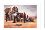 Wagon Train Party with Oxen by Anonymous