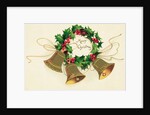Christmas Card with Wreath of Holly and a Trio of Bells by Anonymous