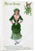 Irish Woman Dressed In Green On Card by Anonymous