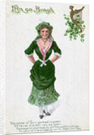 Irish Woman Dressed In Green On Card by Anonymous