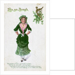 Irish Woman Dressed In Green On Card by Anonymous