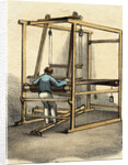 Man Working on Hand Weaving Loom by Anonymous