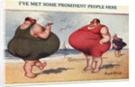 Overweight Men Smoking on the Beach by Anonymous
