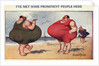 Overweight Men Smoking on the Beach by Anonymous