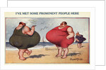 Overweight Men Smoking on the Beach by Anonymous